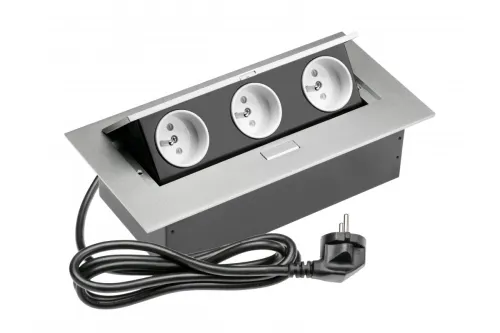 El. zásuvka výklopná GTV 3x230V strieborná