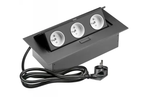 El. zásuvka výklopná GTV 3x230V čierna