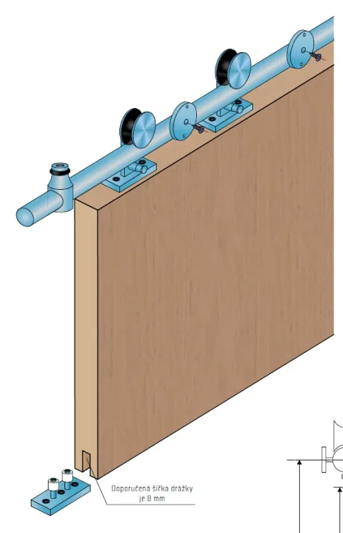 Sada + profil S90-W2 na drevené dvere, 3m (2x1,5m) nerez