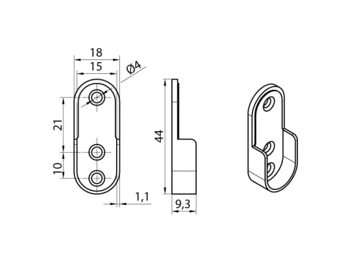 Držiak vešiakovej tyče MN-024 bočný čierna matná