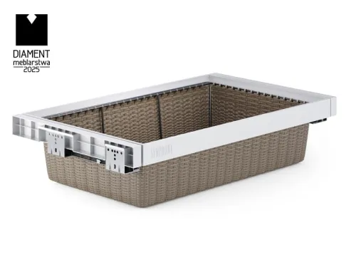 Výsuvný kôš na prádlo ATM Symphony WB-661 ratan, 800mm, biely